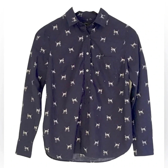 J. Crew Dalmatian Print Classic Button Up Top - Picture 3 of 5